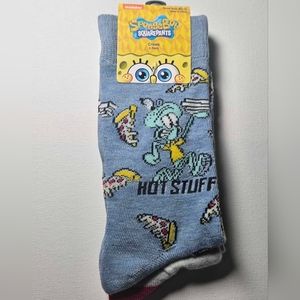 SPONGEBOB SQUAREPANTS 2‎ pack Crew Socks Size 6.5-12 Nickelodeon Cartoon NEW